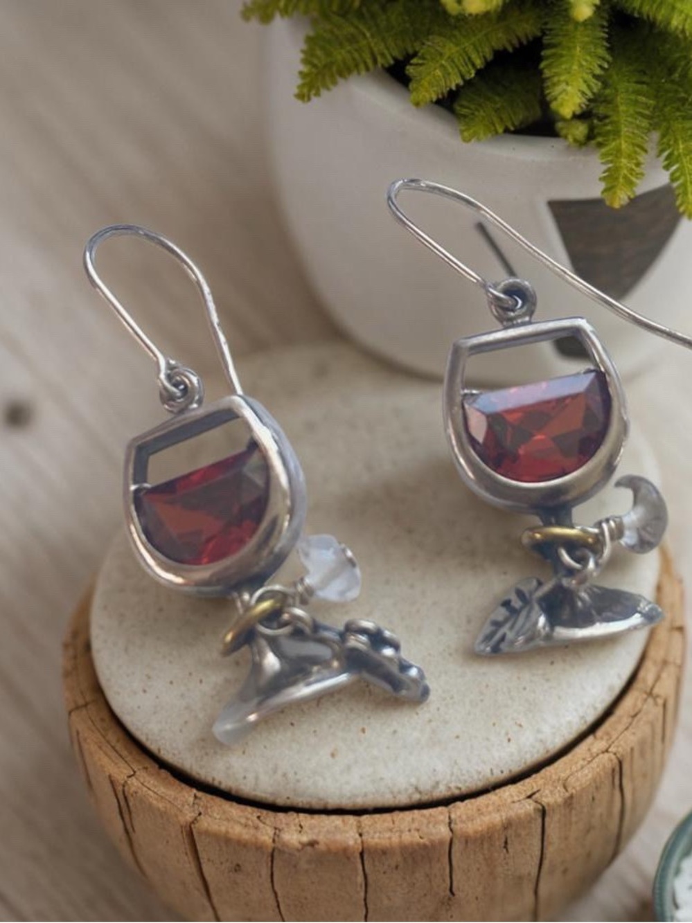 Silpada Sterling Silver Red Wine Earrings with Wine Charms